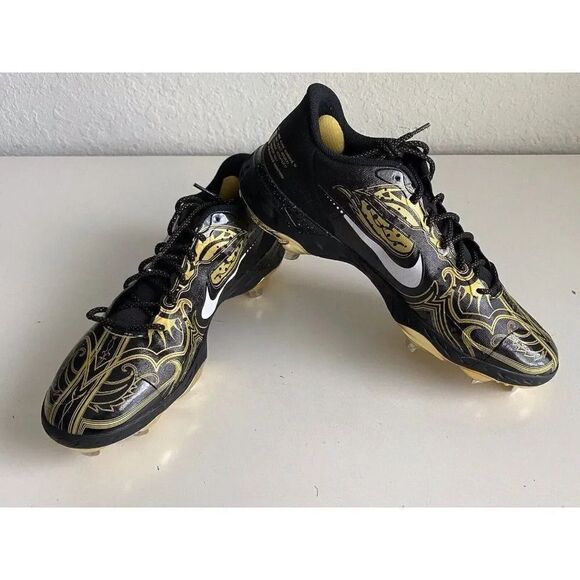 Nike Alpha Huarache Elite 3 Low Black Gold Men’s Size 13 Baseball Cleats NEW - Picture 1 of 10